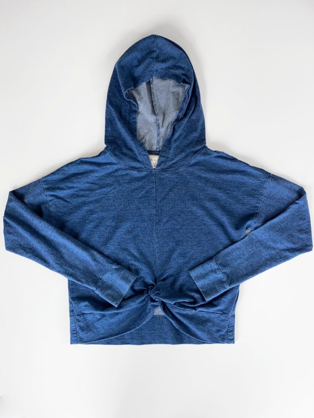 ANTHRO | CLOTH & STONE Blue Chambray Knotted Blue Hoodie-Small